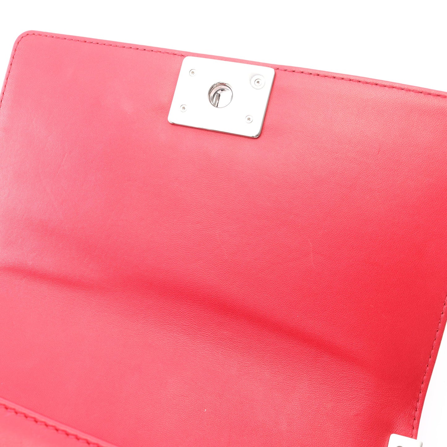 ボーイシャネル チェーンショルダーバッグ レザー レッド シルバー金具 シャネル