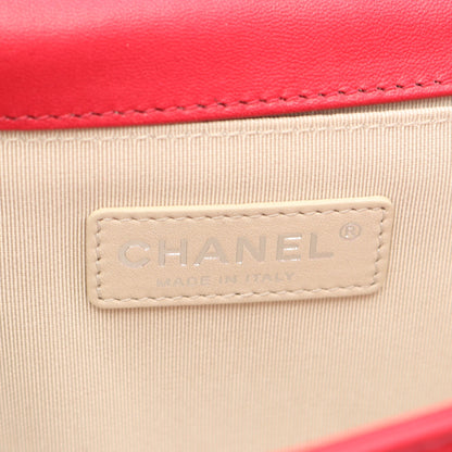 ボーイシャネル チェーンショルダーバッグ レザー レッド シルバー金具 シャネル