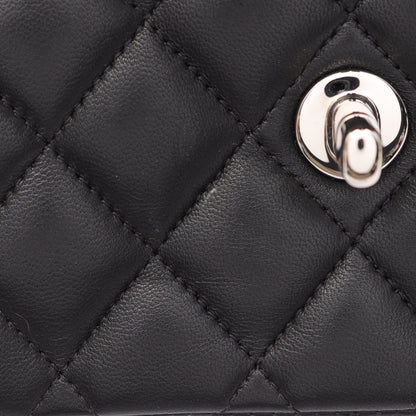 マトラッセ Wフラップ Wチェーンショルダーバッグ ラムスキン ブラック シルバー金具 シャネル