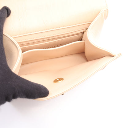 マトラッセ トップハンドル 2WAY チェーンショルダーバッグ レザー ベージュ ゴールド金具 シャネル