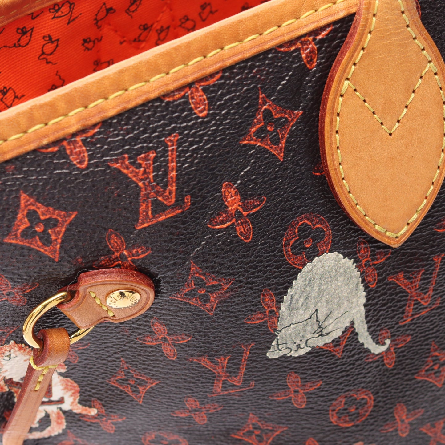 ネヴァーフルMM キャットグラム ショルダーバッグ トートバッグ PVC レザー ブラウン ルイヴィトン バッグ LOUIS VUITTON