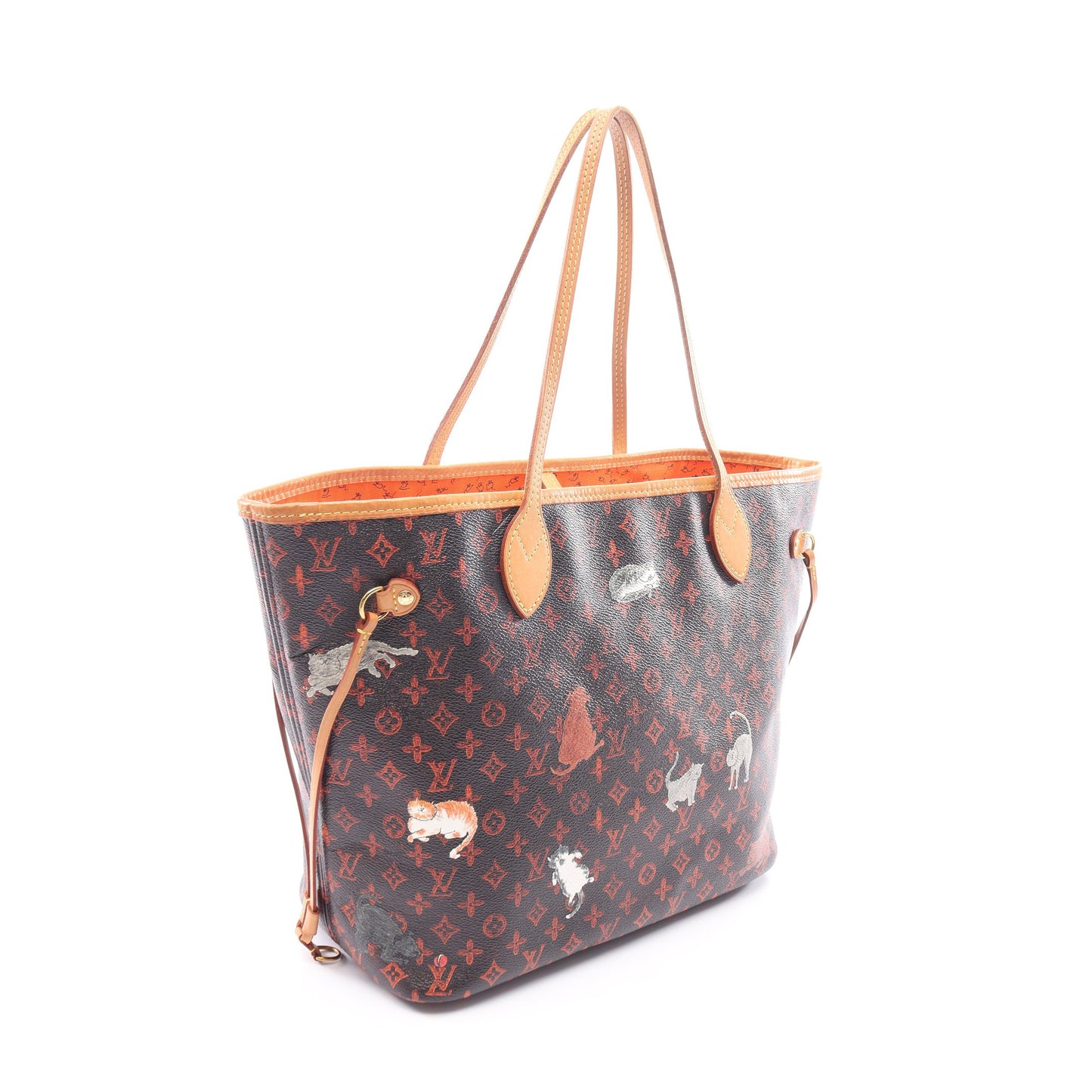 ネヴァーフルMM キャットグラム ショルダーバッグ トートバッグ PVC レザー ブラウン ルイヴィトン バッグ LOUIS VUITTON