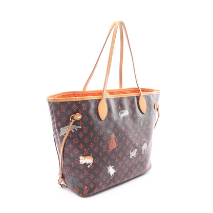 ネヴァーフルMM キャットグラム ショルダーバッグ トートバッグ PVC レザー ブラウン ルイヴィトン バッグ LOUIS VUITTON