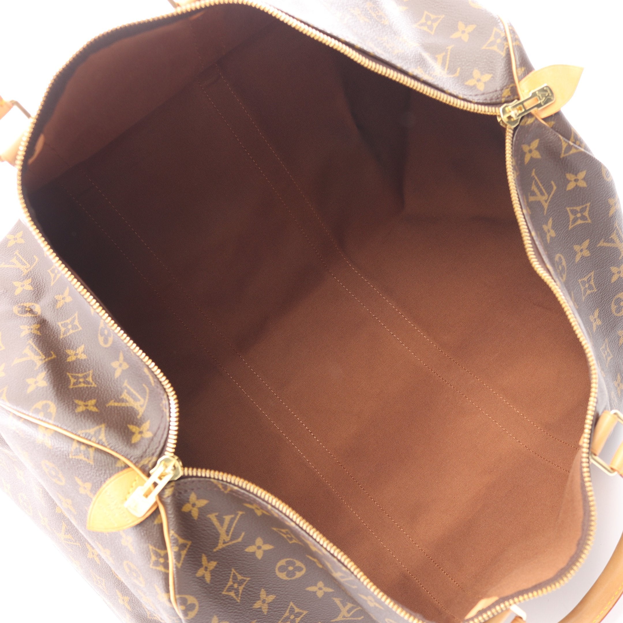 キーポル55 モノグラム ボストンバッグ PVC レザー ブラウン ルイ