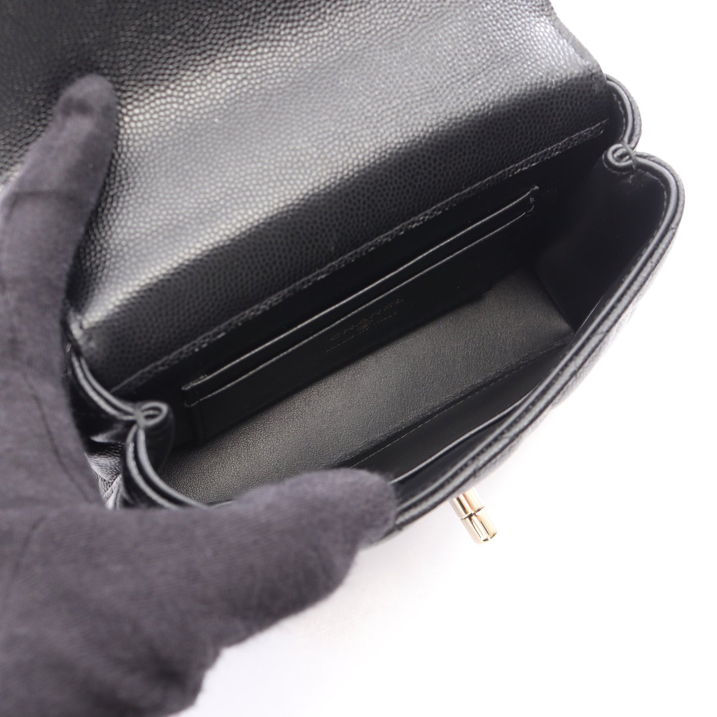 ココハンドル ミニマトラッセ 2WAY チェーンショルダーバッグ キャビアスキン ブラック ゴールド金具 シャネル