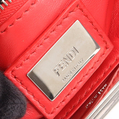 ミニピーカブー スタッズ 2WAY ハンドバッグ レザー ブルーグレー レッド フェンディ バッグ FENDI