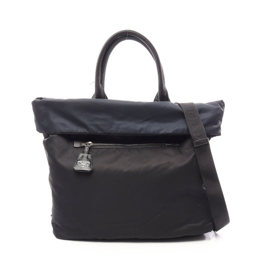 TESSUTO DOUBLE リバーシブル 2WAY ハンドバッグ トートバッグ ナイロン ブラック ネイビー プラダ バッグ PRADA