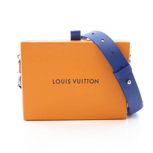 ショッパークラッチ サフラン ショルダーバッグ レザー オレンジ ブルー ルイヴィトン バッグ LOUIS VUITTON