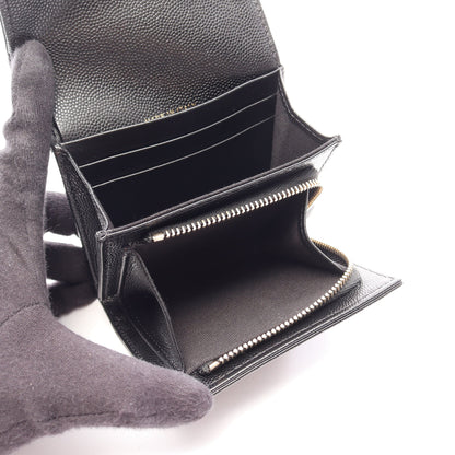 ココマーク 二つ折り財布 キャビアスキン ブラック ゴールド金具 シャネル