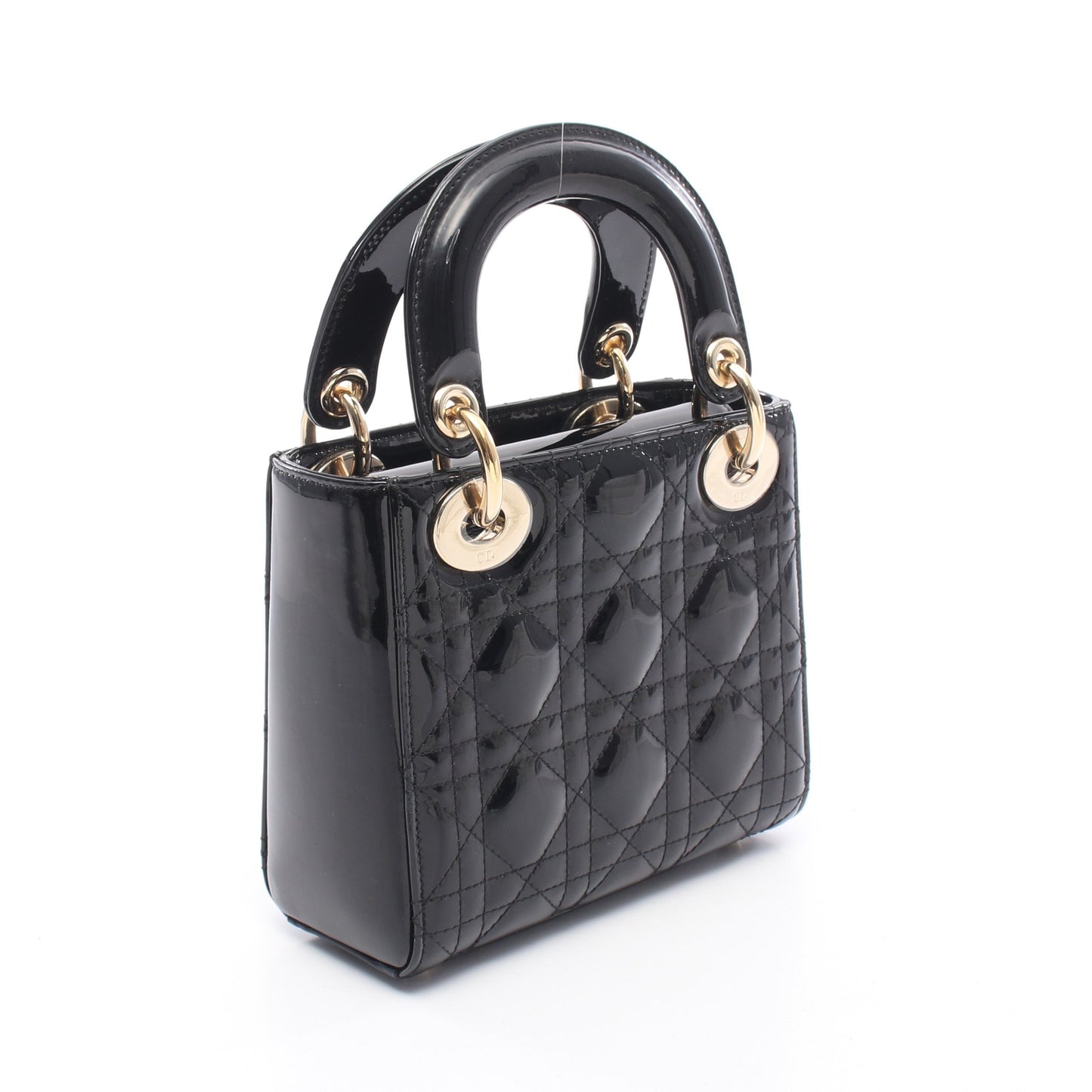 レディディオール ミニ カナージュ 2WAY ハンドバッグ エナメルレザー ブラック クリスチャンディオール バッグ Christian Dior