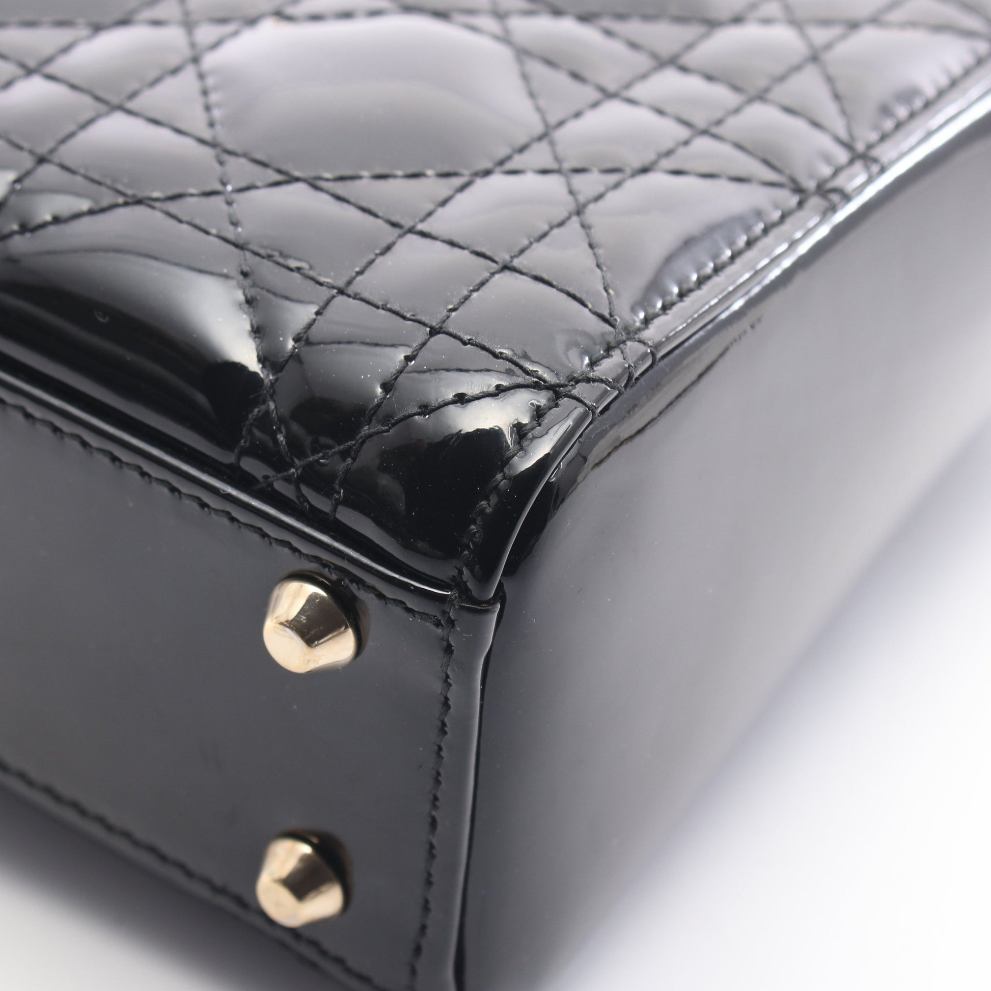 レディディオール ミニ カナージュ 2WAY ハンドバッグ エナメルレザー ブラック クリスチャンディオール バッグ Christian Dior