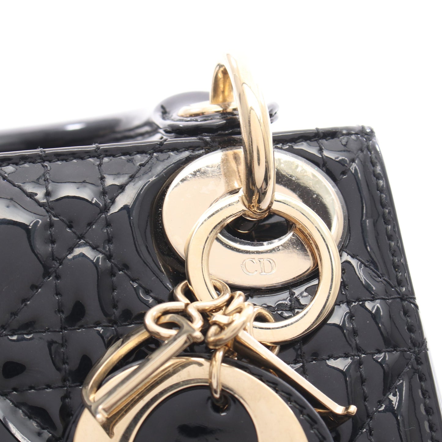 レディディオール ミニ カナージュ 2WAY ハンドバッグ エナメルレザー ブラック クリスチャンディオール バッグ Christian Dior