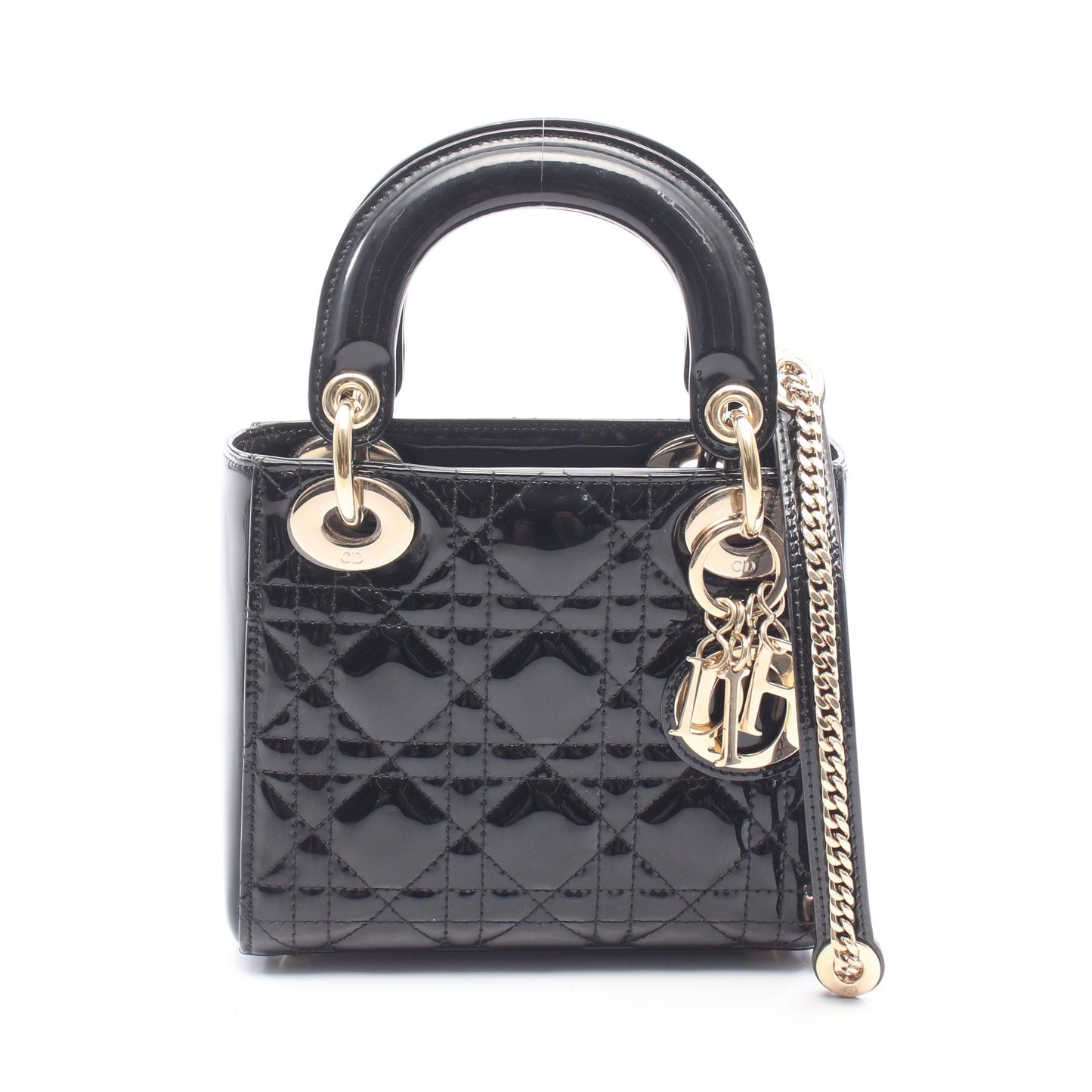 レディディオール ミニ カナージュ 2WAY ハンドバッグ エナメルレザー ブラック クリスチャンディオール バッグ Christian Dior