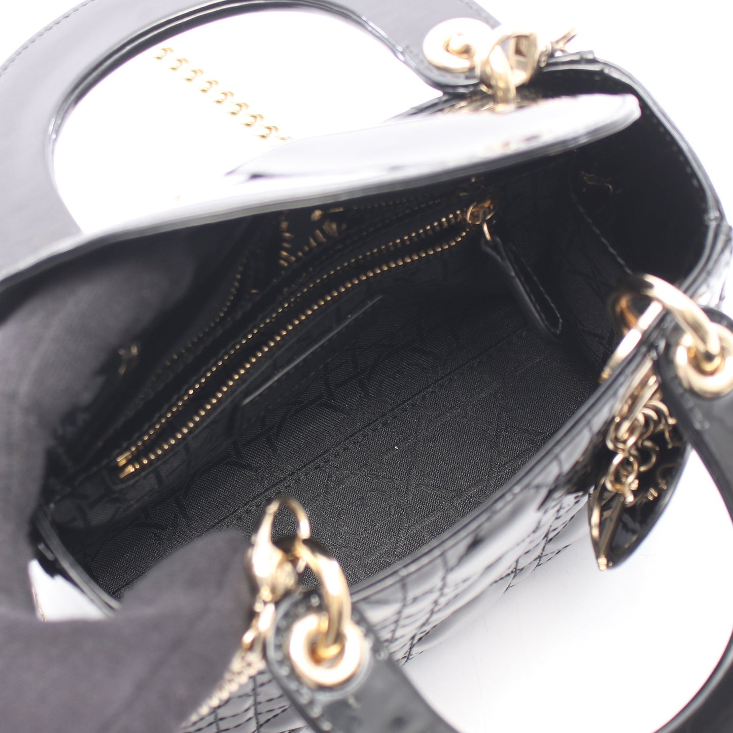 レディディオール ミニ カナージュ 2WAY ハンドバッグ エナメルレザー ブラック クリスチャンディオール バッグ Christian Dior