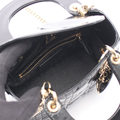 レディディオール ミニ カナージュ 2WAY ハンドバッグ エナメルレザー ブラック クリスチャンディオール バッグ Christian Dior