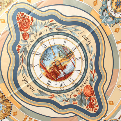 カレ90 parmi les fleurs je compte les heures スカーフ シルク ホワイト ブラック マルチカラー エルメス 財布・小物 HERMES