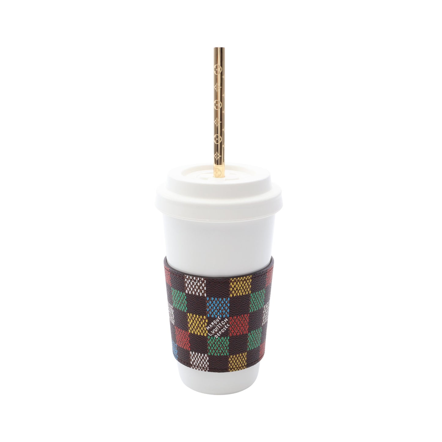 LVカップ & ストロー LV バーズ ダミエ 食器 セラミック シリコン PVC GP ホワイト ゴールド マルチカラー ルイヴィトン