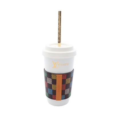LVカップ & ストロー LV バーズ ダミエ 食器 セラミック シリコン PVC GP ホワイト ゴールド マルチカラー ルイヴィトン