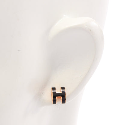MINI POP H ミニポップアッシュ ピアス GP ブラック ピンクゴールド エルメス