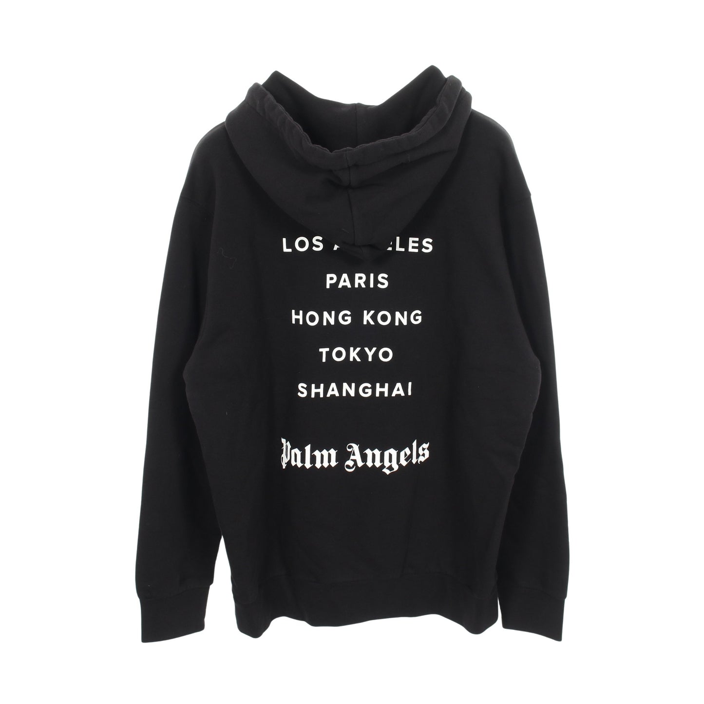 LOS ANGELES SPRAYED LOGO HOODIE プルオーバーパーカー コットン ブラック パームエンジェルス