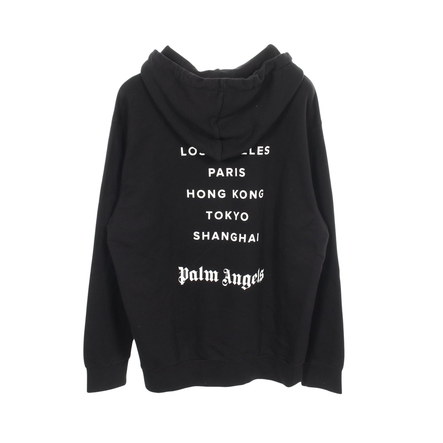 LOS ANGELES SPRAYED LOGO HOODIE プルオーバーパーカー コットン ブラック パームエンジェルス