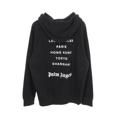 LOS ANGELES SPRAYED LOGO HOODIE プルオーバーパーカー コットン ブラック パームエンジェルス