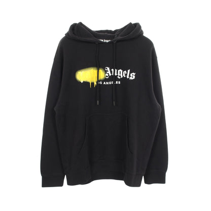 LOS ANGELES SPRAYED LOGO HOODIE プルオーバーパーカー コットン ブラック パームエンジェルス