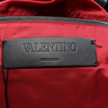 オープンショルダー ライダースジャケット レザー ブラック ヴァレンティノ アウター VALENTINO