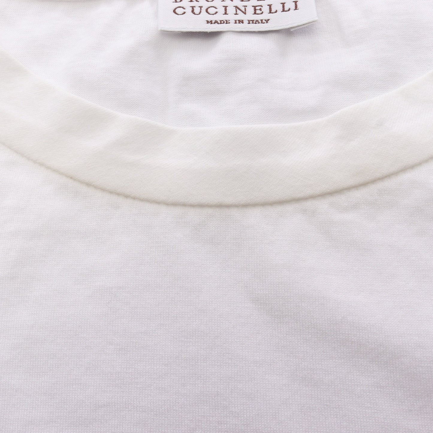 ビーズ ポケット付き 半袖Tシャツ シルク ホワイト ブルネロクチネリ