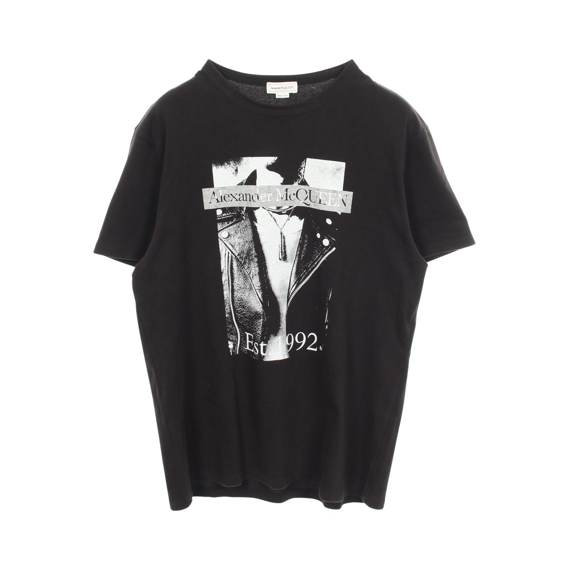 プリント クルーネック 半袖Tシャツ コットン ブラック アレキサンダー