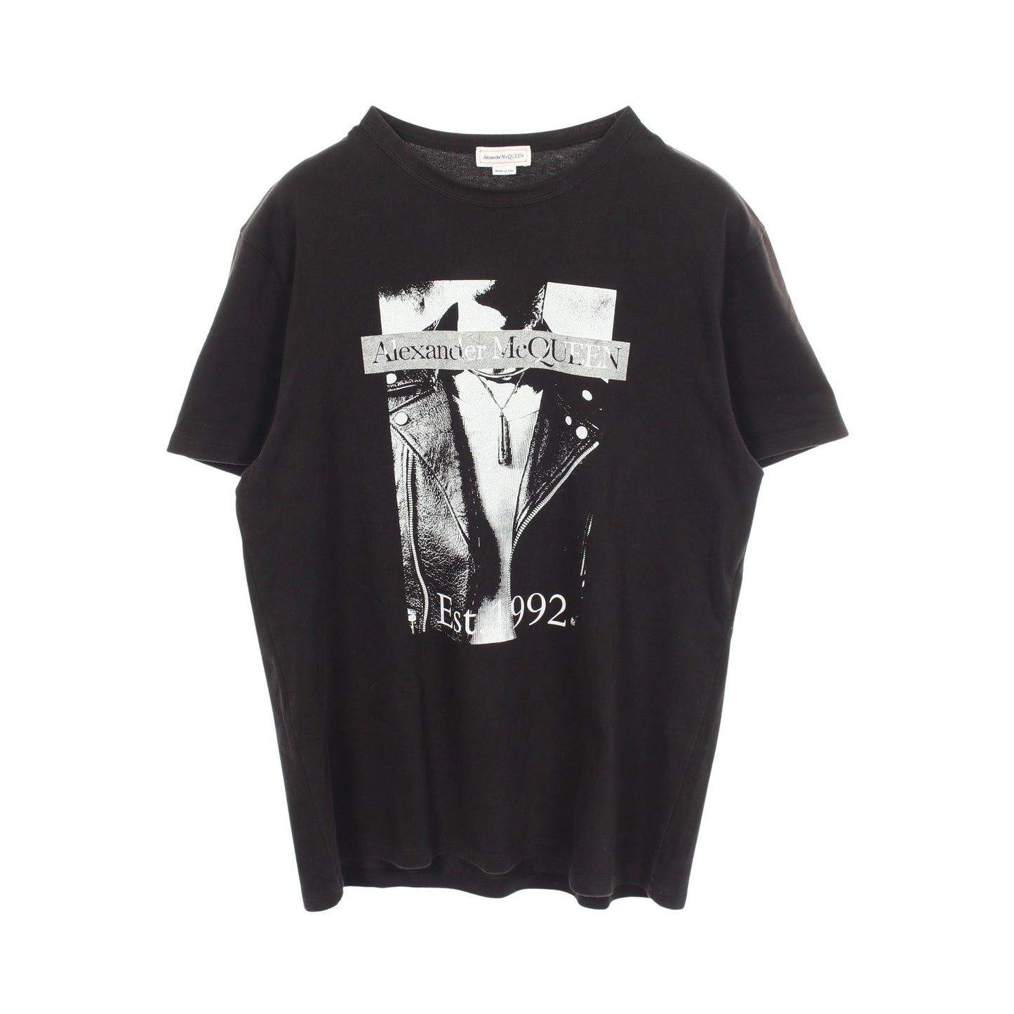 プリント クルーネック 半袖Tシャツ コットン ブラック アレキサンダーマックイーン