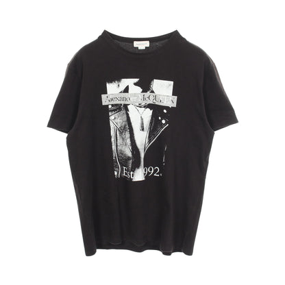 プリント クルーネック 半袖Tシャツ コットン ブラック アレキサンダーマックイーン