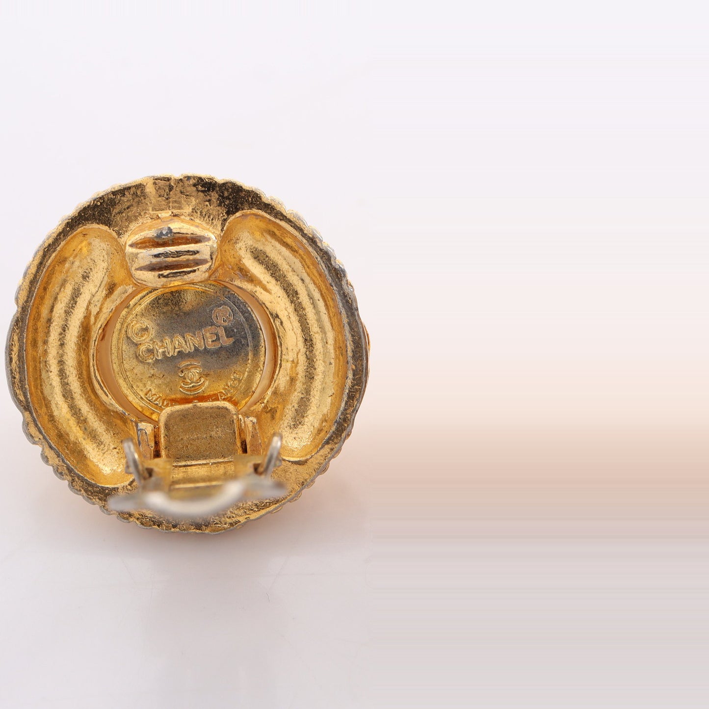 ココマーク イヤリング GP フェイクパール ゴールド オフホワイト ヴィンテージ シャネル アクセサリー CHANEL