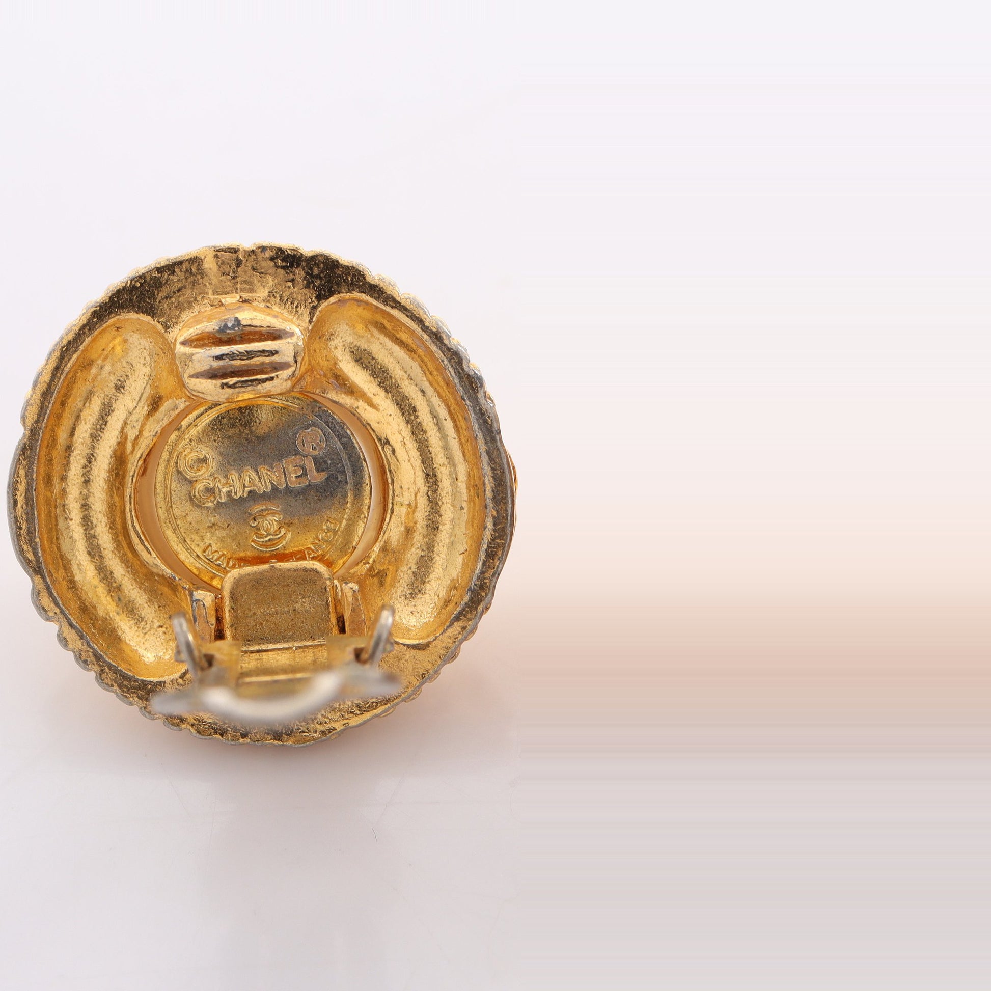 ココマーク イヤリング GP フェイクパール ゴールド オフホワイト ヴィンテージ シャネル アクセサリー CHANEL