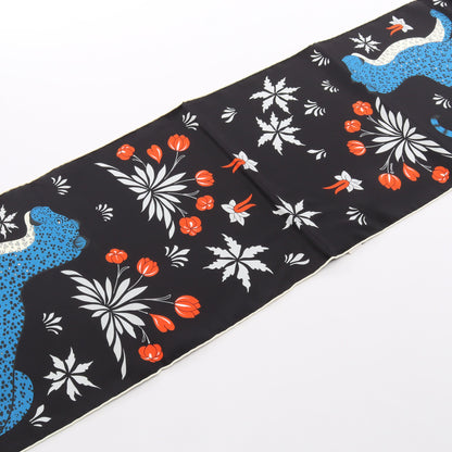 ECHARPE DE SOIE LES LEOPARDS スカーフ シルク ブラック ブルー エルメス