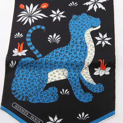ECHARPE DE SOIE LES LEOPARDS スカーフ シルク ブラック ブルー エルメス
