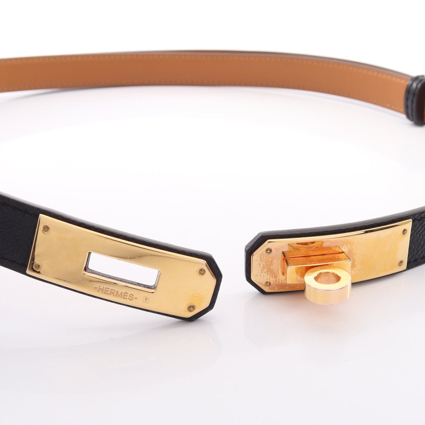 ケリーポケット18 ベルト ヴォーエプソン ブラック ゴールド金具 W刻印 エルメス