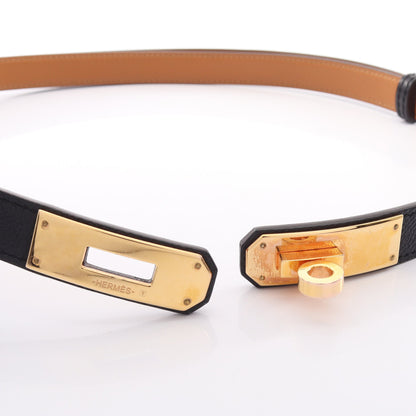 ケリーポケット18 ベルト ヴォーエプソン ブラック ゴールド金具 W刻印 エルメス