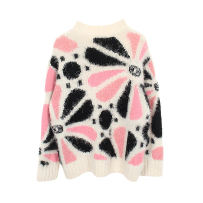 ココマーク 花柄 ニット カシミヤ シルク ホワイト ピンク ブラック シャネル トップス CHANEL