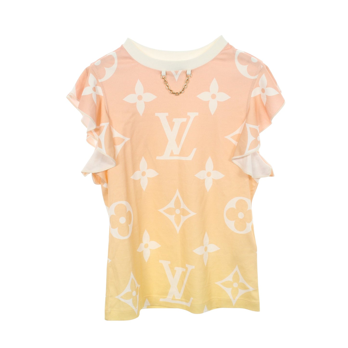 サンライズモノグラム チェーン付き 半袖Tシャツ コットン オレンジ イエロー ルイヴィトン