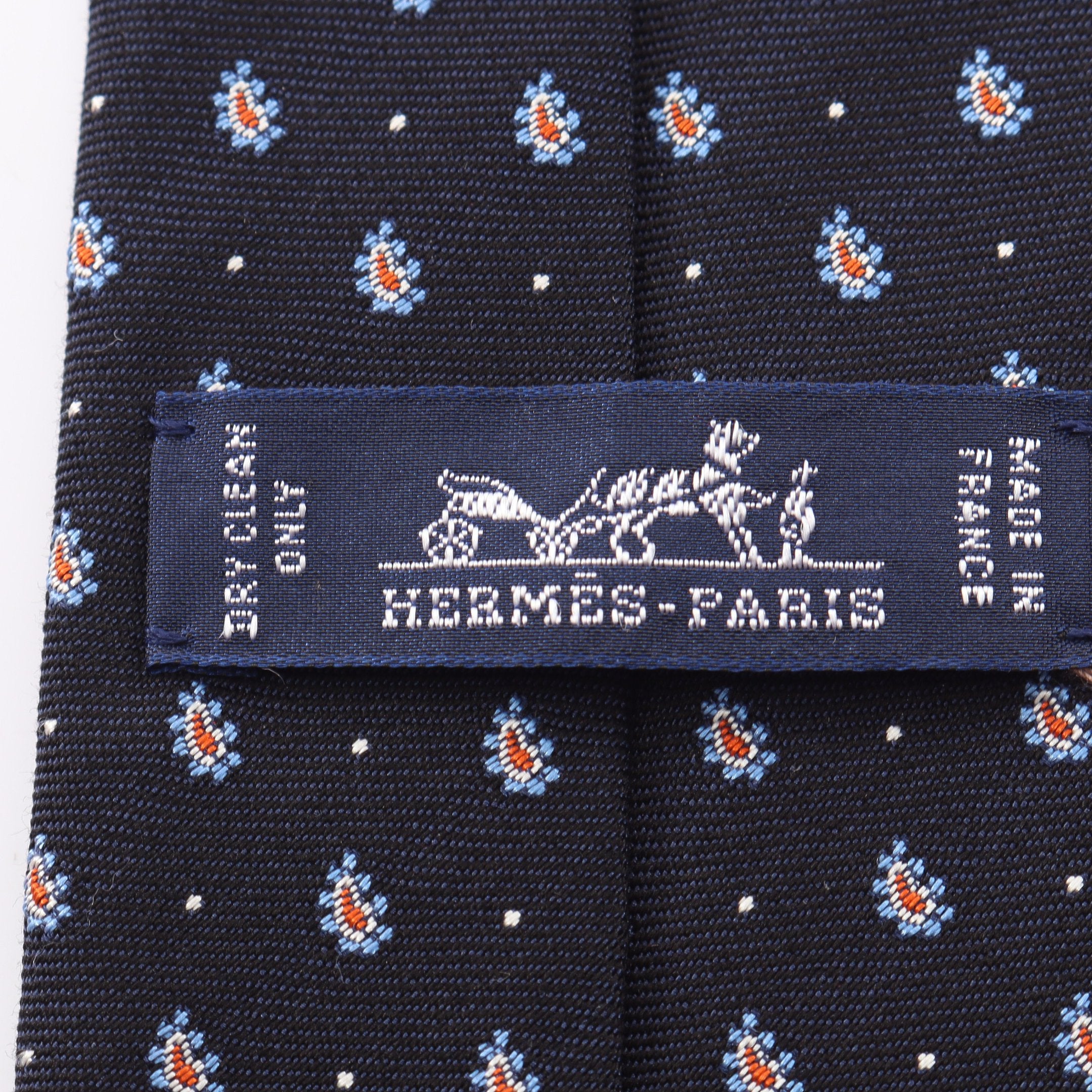 バレンタイン限定 HERMES ハート柄ネクタイネイビー オレンジ 総柄 ネクタイ シルク ダークネイビー オレンジ マルチカラー エルメス
