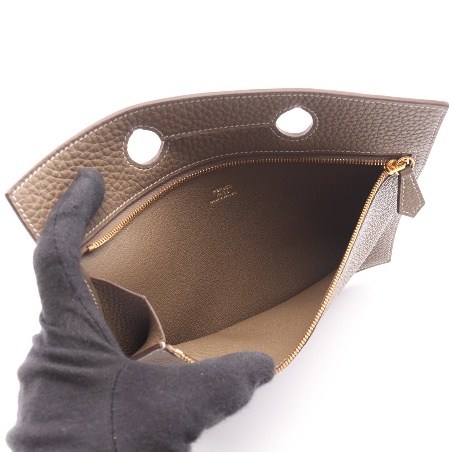 バックポケット エトゥープ ポーチ トゴ グレーブラウン ゴールド金具 Z刻印 エルメス
