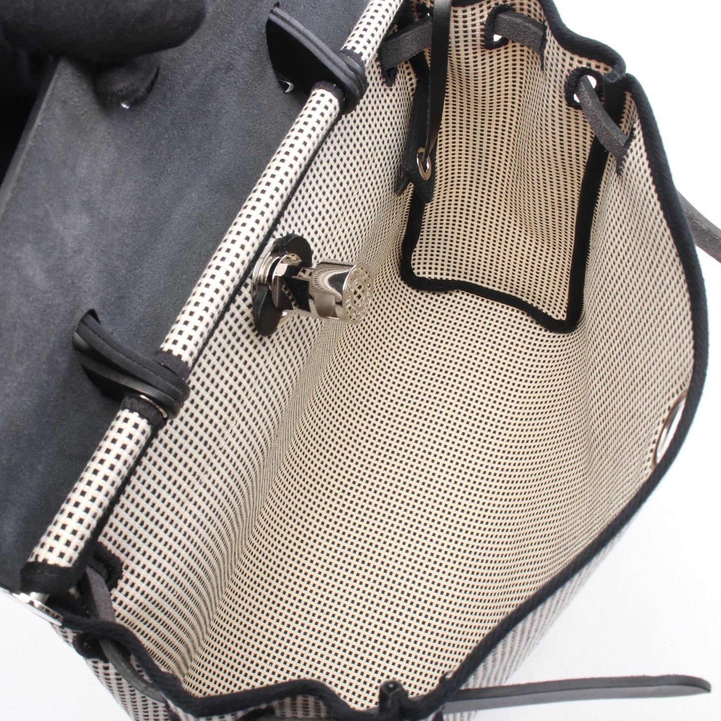 エールバッグジップPM 2WAY ハンドバッグ トワルキャドリーユ ヴァッシュハンター ブラック ホワイト シルバー金具 Z刻印 エルメス