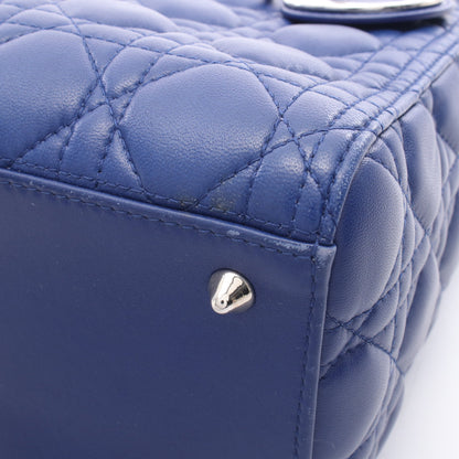LADY DIOR レディディオール カナージュ 2WAY ハンドバッグ レザー ブルー クリスチャンディオール
