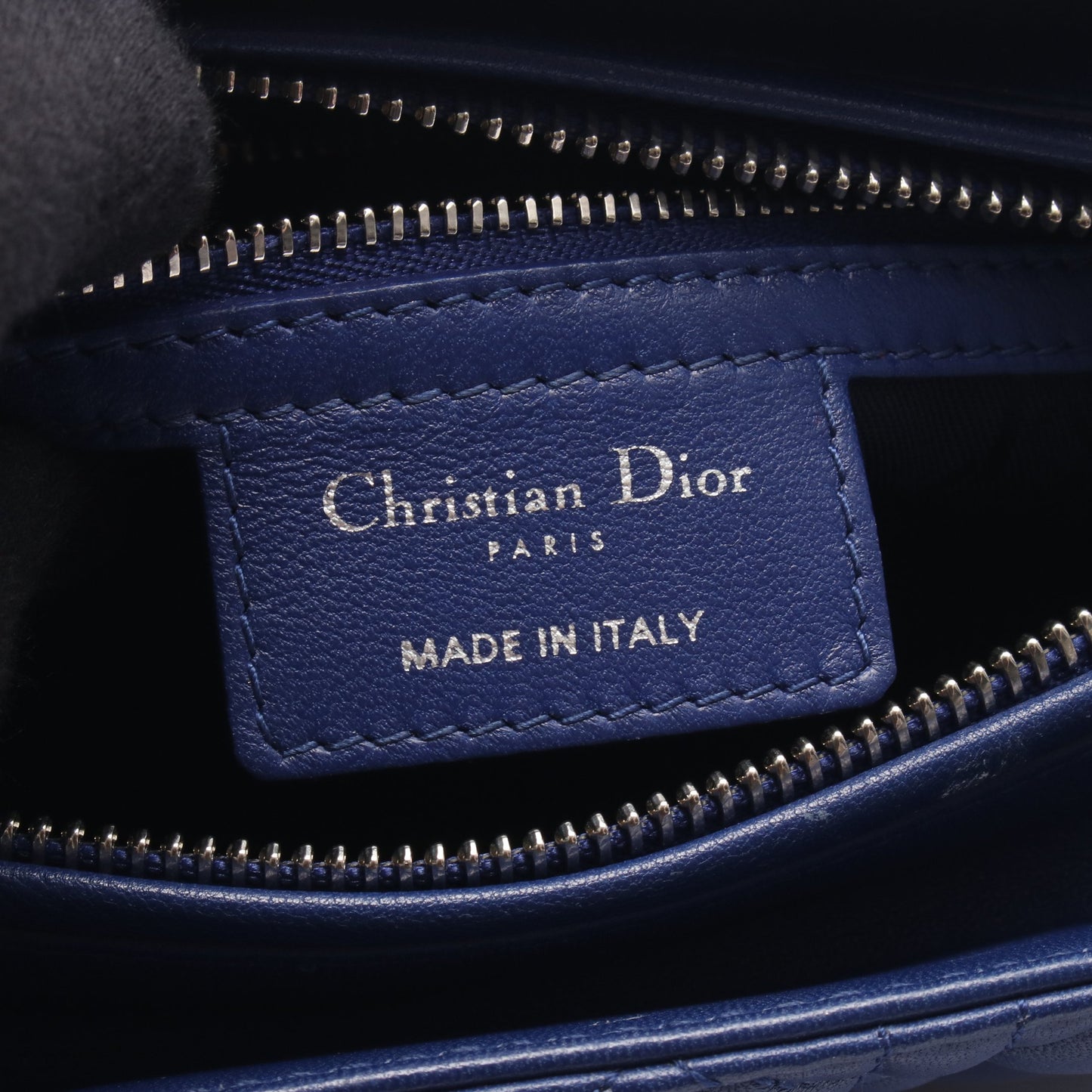 LADY DIOR レディディオール カナージュ 2WAY ハンドバッグ レザー ブルー クリスチャンディオール