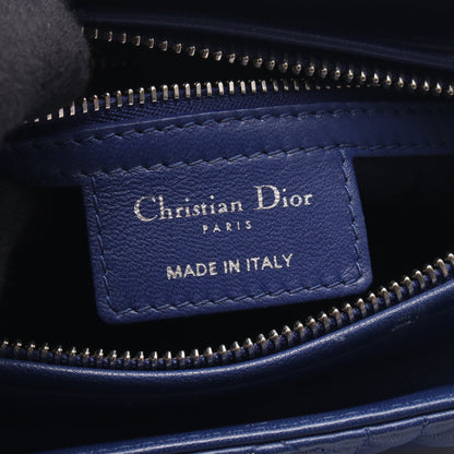 LADY DIOR レディディオール カナージュ 2WAY ハンドバッグ レザー ブルー クリスチャンディオール