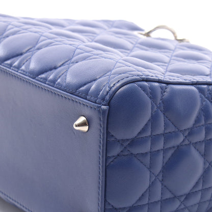 LADY DIOR レディディオール カナージュ 2WAY ハンドバッグ レザー ブルー クリスチャンディオール