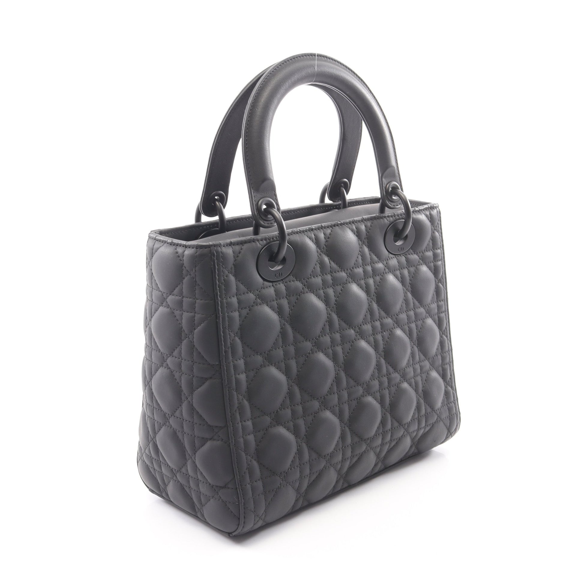 LADY DIOR レディディオール カナージュ 2WAY ハンドバッグ レザー ブラック クリスチャンディオール バッグ Christian Dior
