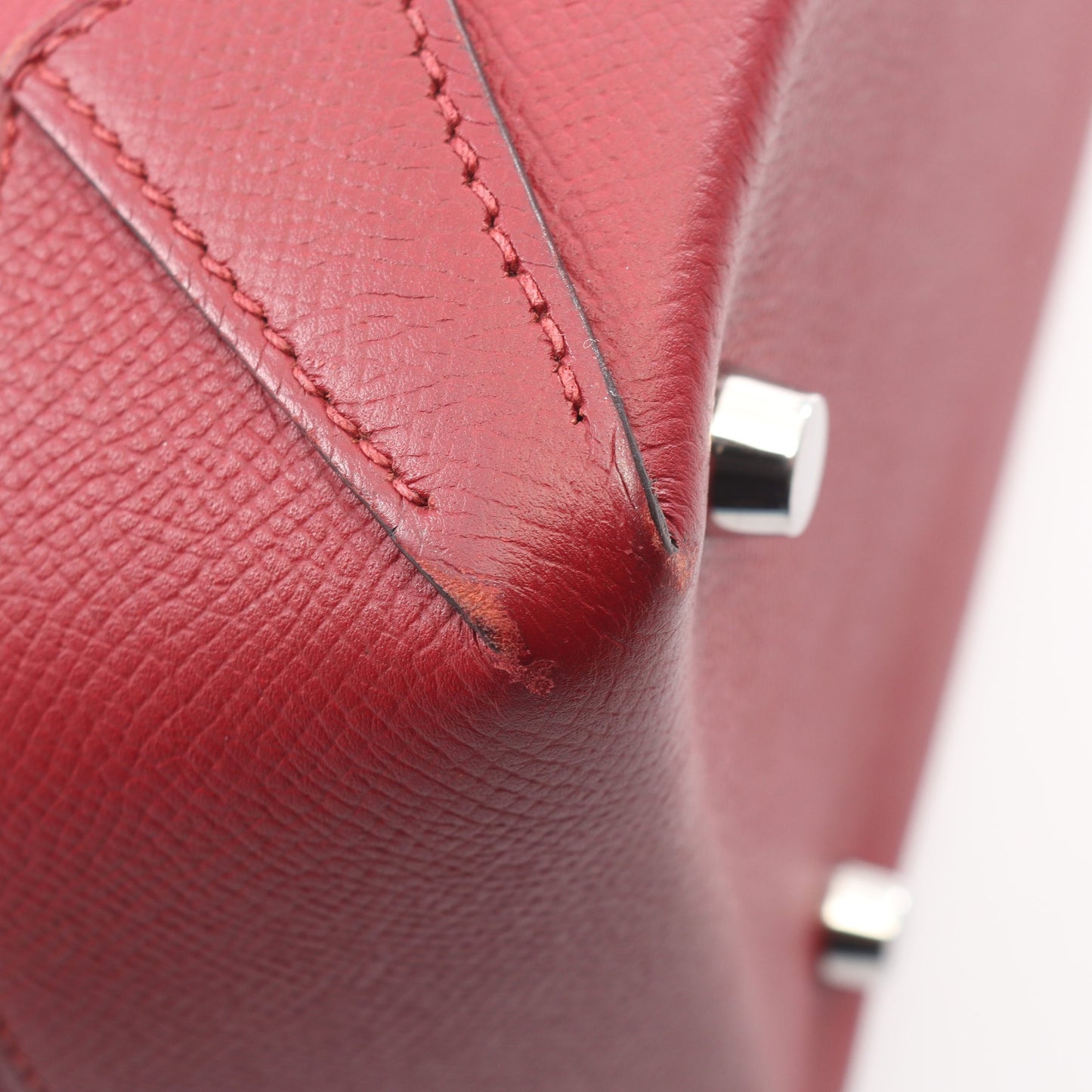 マキシボックス カバス30 ルージュグレナ ハンドバッグ エバーカーフ ヴォーエプソン バーガンディ シルバー金具 A刻印 エルメス