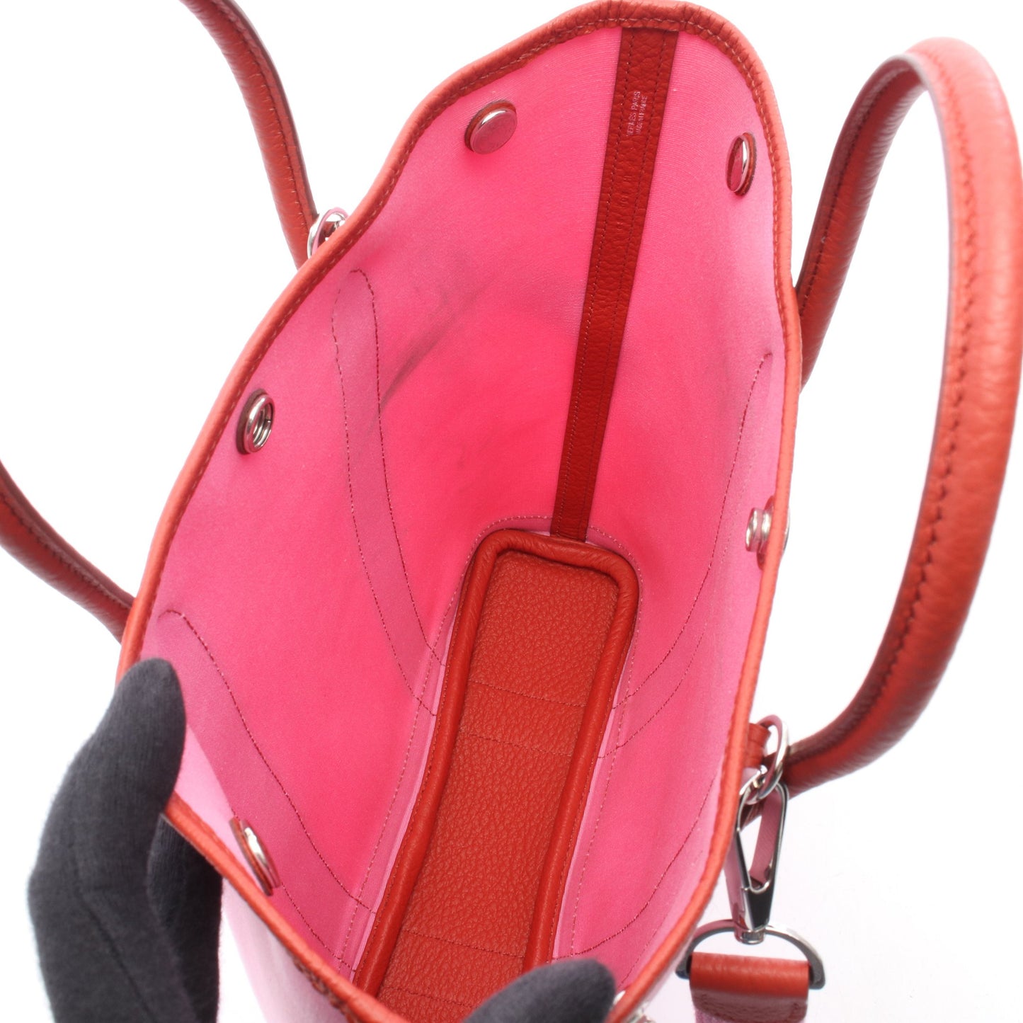 ガーデンファイルPM ルージュデュセス 2WAY ハンドバッグ トートバッグ トワルオフィシエ カントリー ピンク レッド シルバー金具 Y刻印 エルメス